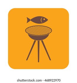 Grilled fish icon. Vector illustration

