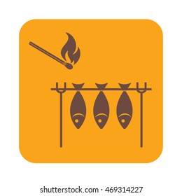 Grilled fish icon. Vector illustration