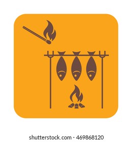 Grilled fish icon. Vector illustration

