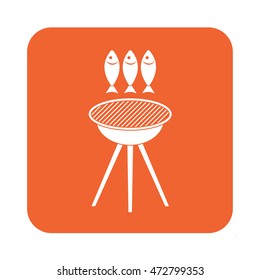 Grilled fish icon. Vector illustration