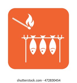 Grilled fish icon. Vector illustration