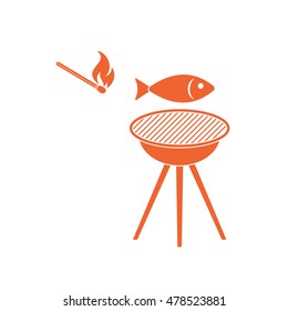 Grilled fish icon. Vector illustration
