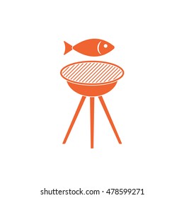 Grilled fish icon. Vector illustration