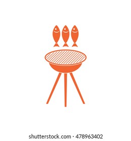 Grilled fish icon. Vector illustration