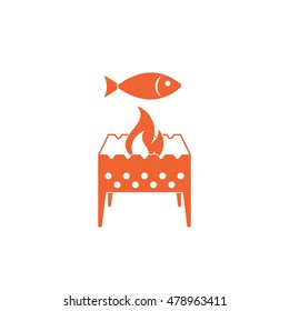 Grilled fish icon. Vector illustration