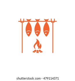 Grilled fish icon. Vector illustration