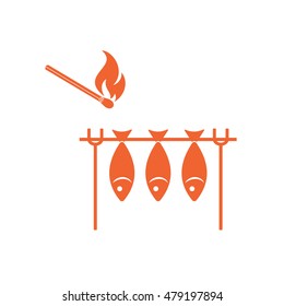 Grilled fish icon. Vector illustration