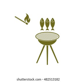 Grilled fish icon. Vector illustration