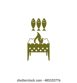 Grilled fish icon. Vector illustration