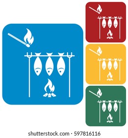 Grilled fish icon. Vector illustration