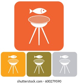 Grilled fish icon. Vector illustration