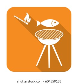 Grilled fish icon. Vector illustration