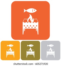 Grilled fish icon. Vector illustration
