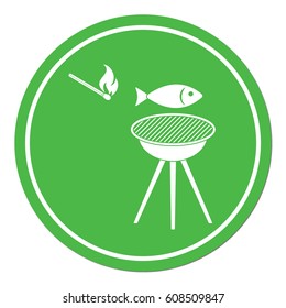 Grilled fish icon. Vector illustration 