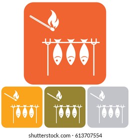 Grilled fish icon. Vector illustration