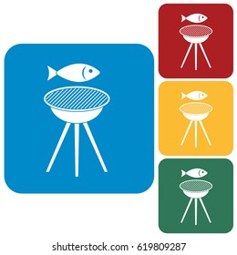 Grilled fish icon. Vector illustration