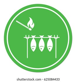 Grilled fish icon. Vector illustration

