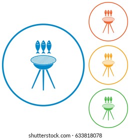 Grilled fish icon. Vector illustration