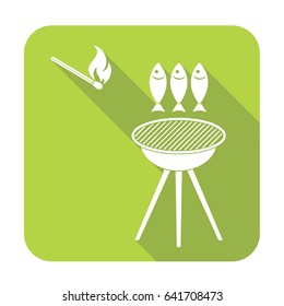 Grilled fish icon. Vector illustration