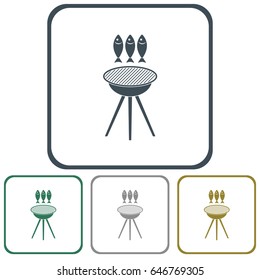 Grilled fish icon. Vector illustration
