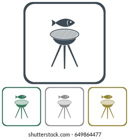Grilled fish icon. Vector illustration

