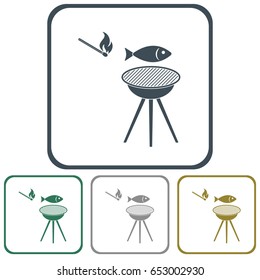Grilled fish icon. Vector illustration