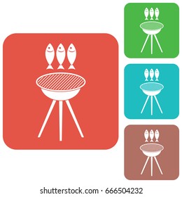 Grilled fish icon. Vector illustration