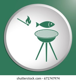 Grilled fish icon. Vector illustration