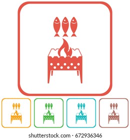 Grilled fish icon. Vector illustration