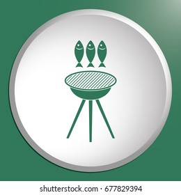 Grilled fish icon. Vector illustration

