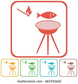 Grilled fish icon. Vector illustration


