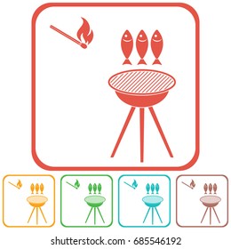Grilled fish icon. Vector illustration