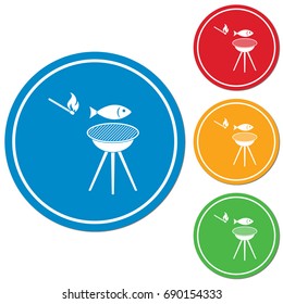 Grilled fish icon. Vector illustration