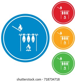 Grilled fish icon. Vector illustration