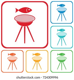 Grilled fish icon. Vector illustration