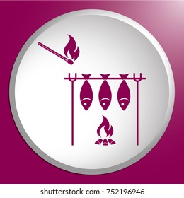 Grilled fish icon. Vector illustration

