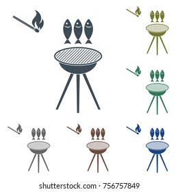 Grilled fish icon. Vector illustration