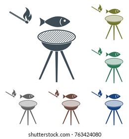 Grilled fish icon. Vector illustration