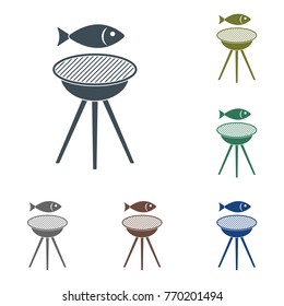 Grilled fish icon. Vector illustration