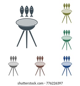 Grilled fish icon. Vector illustration