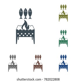 Grilled fish icon. Vector illustration

