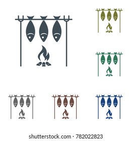 Grilled fish icon. Vector illustration