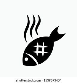 Grilled Fish Icon - Vector, Sign and Symbol for Design, Presentation, Website or Apps Elements. 