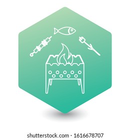 Grilled fish, and  kebab icon. Vector illustration

