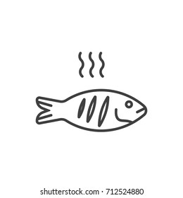Grilled fish line icon.