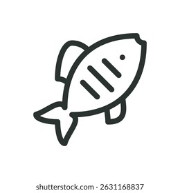 Grilled fish line icon, grill fish vector symbol with editable stroke