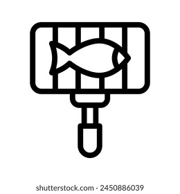 grilled fish line icon illustration vector graphic. Simple element illustration vector graphic, suitable for app, websites, and presentations isolated on white background