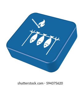 Grilled fish and match icon. Vector illustration