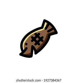 Grilled Fish Sea Foods Icon Logo Vector Illustration. Outline Style
