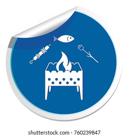 Grilled fish, zephyr and  kebab icon. Vector illustration

